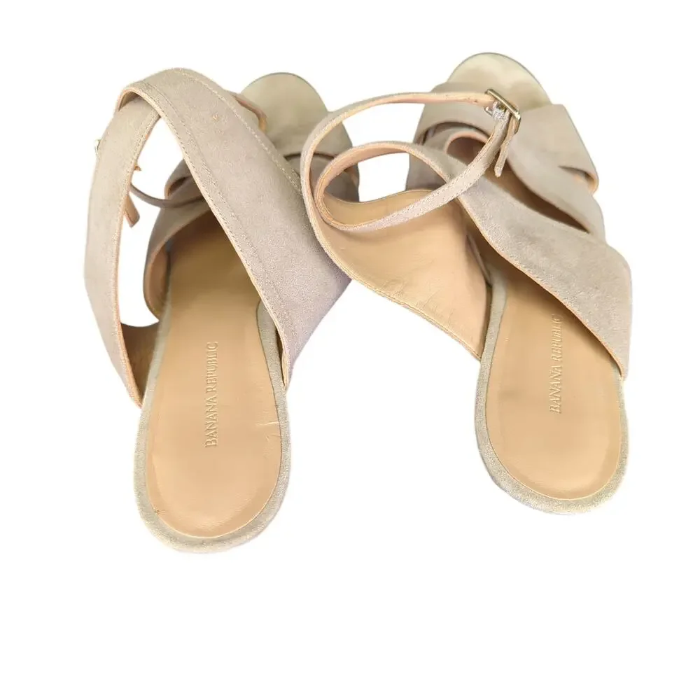 Banana Republic Jacee Suede Ankle Wrap Heels Stiletto Gladiator Women's 9.5 4-In